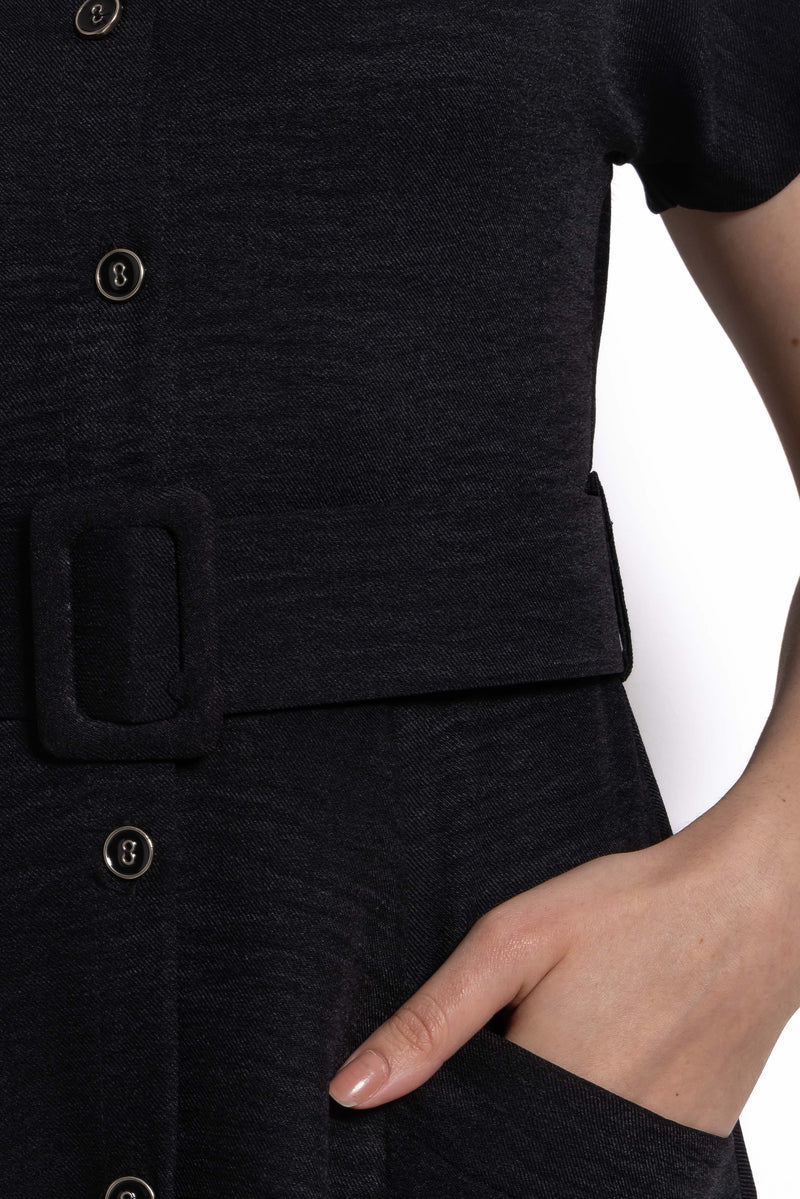DETAILED MIDI DRESS WITH BELT
