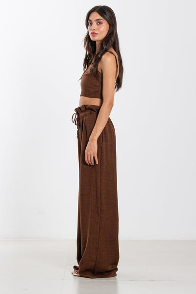 LINEN BLEND CROP TOP SET