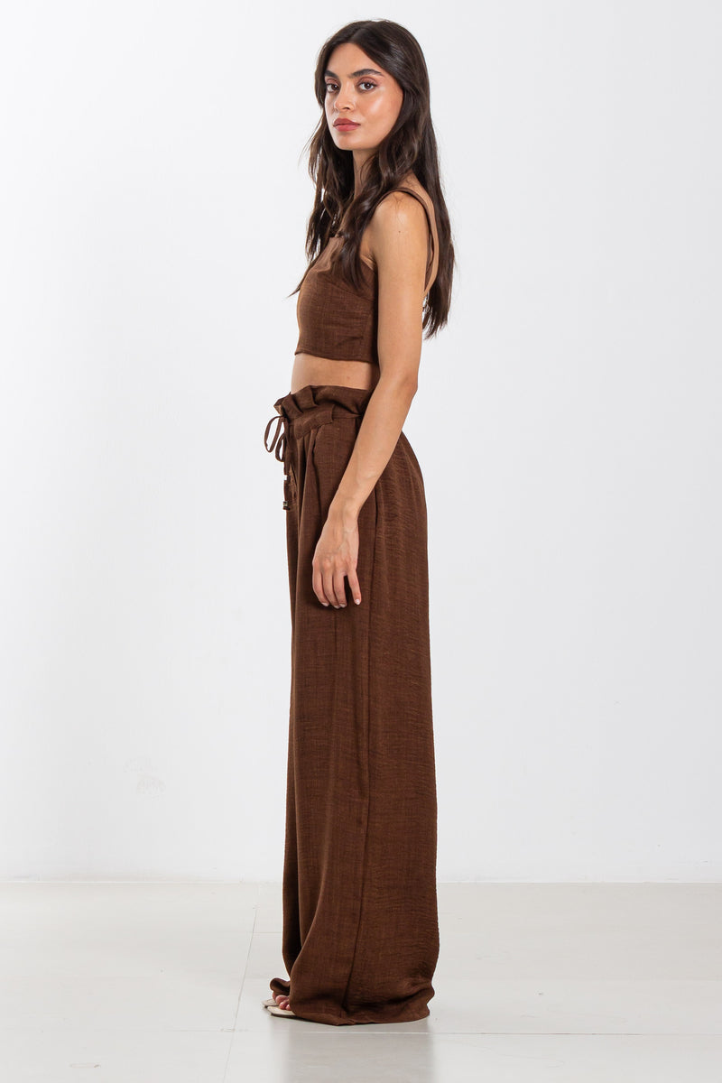 LINEN BLEND CROP TOP SET