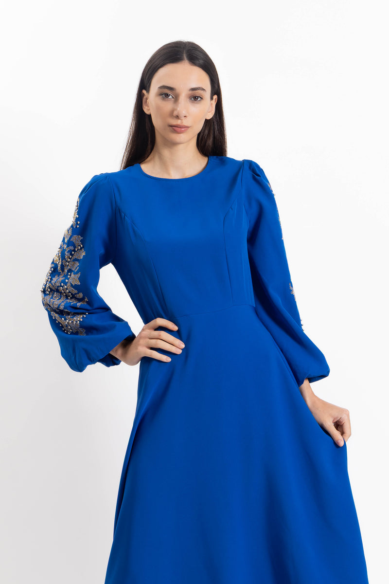 DETAILED STUDDED MIDI DRESS