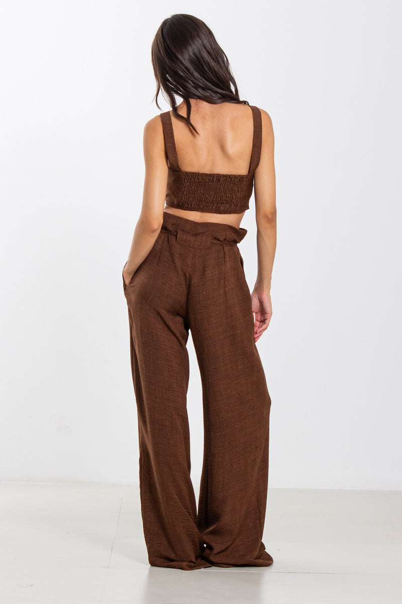 LINEN BLEND CROP TOP SET