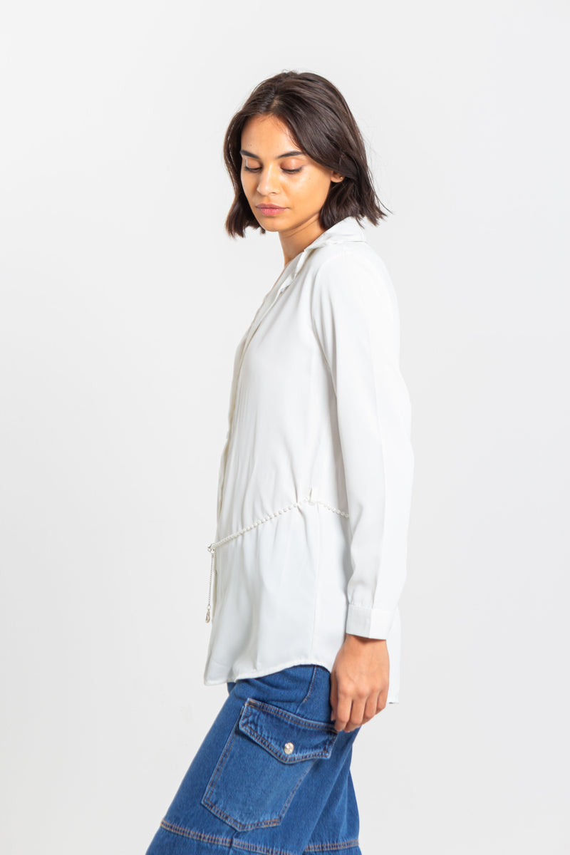 SATIN SHIRT WITH WAIST CHAIN