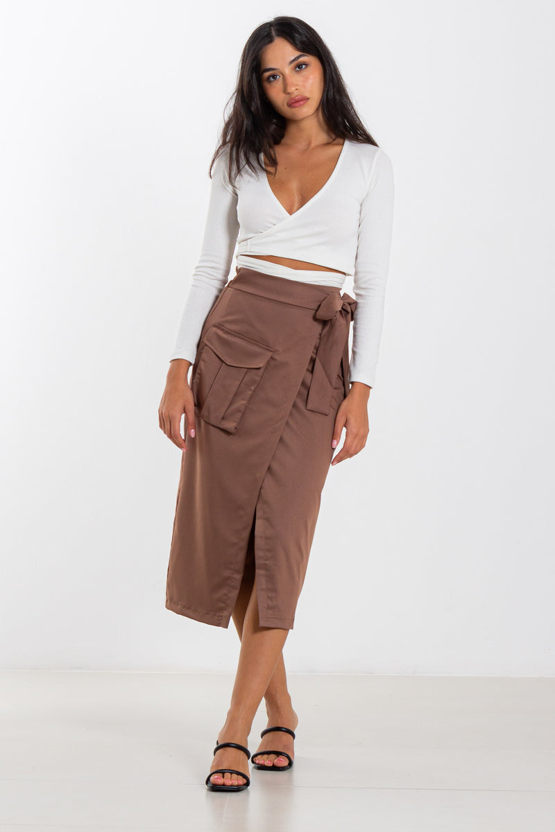 TECHNICAL CARGO WRAPPED SKIRT