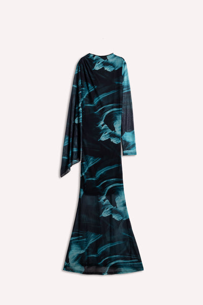 ABSTRACT PRINT MIDI DRESS