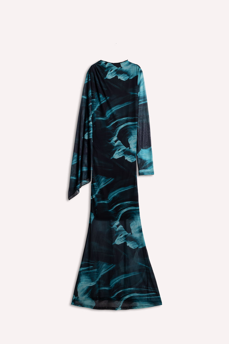 ABSTRACT PRINT MIDI DRESS