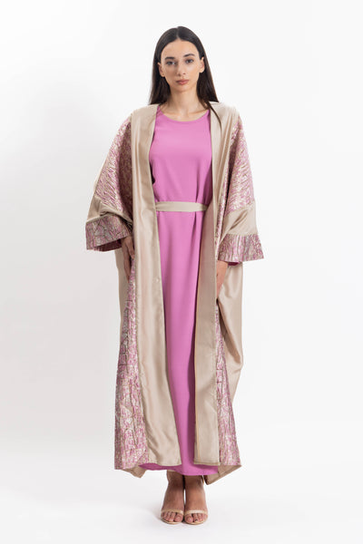 TEXTURED DETAILED ABAYA WITH DRESS