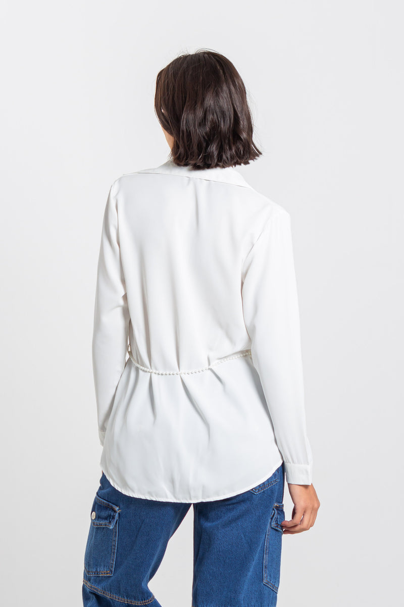 SATIN SHIRT WITH WAIST CHAIN