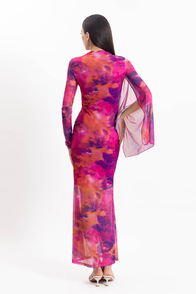 ABSTRACT PRINT MIDI DRESS