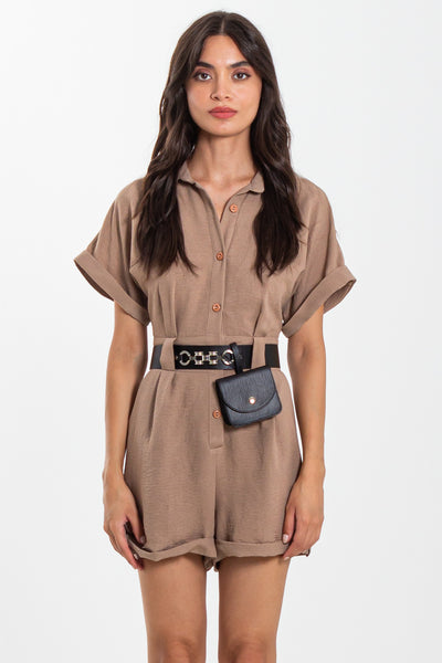 DETAILED SHORT JUMPSUIT WITH BELT