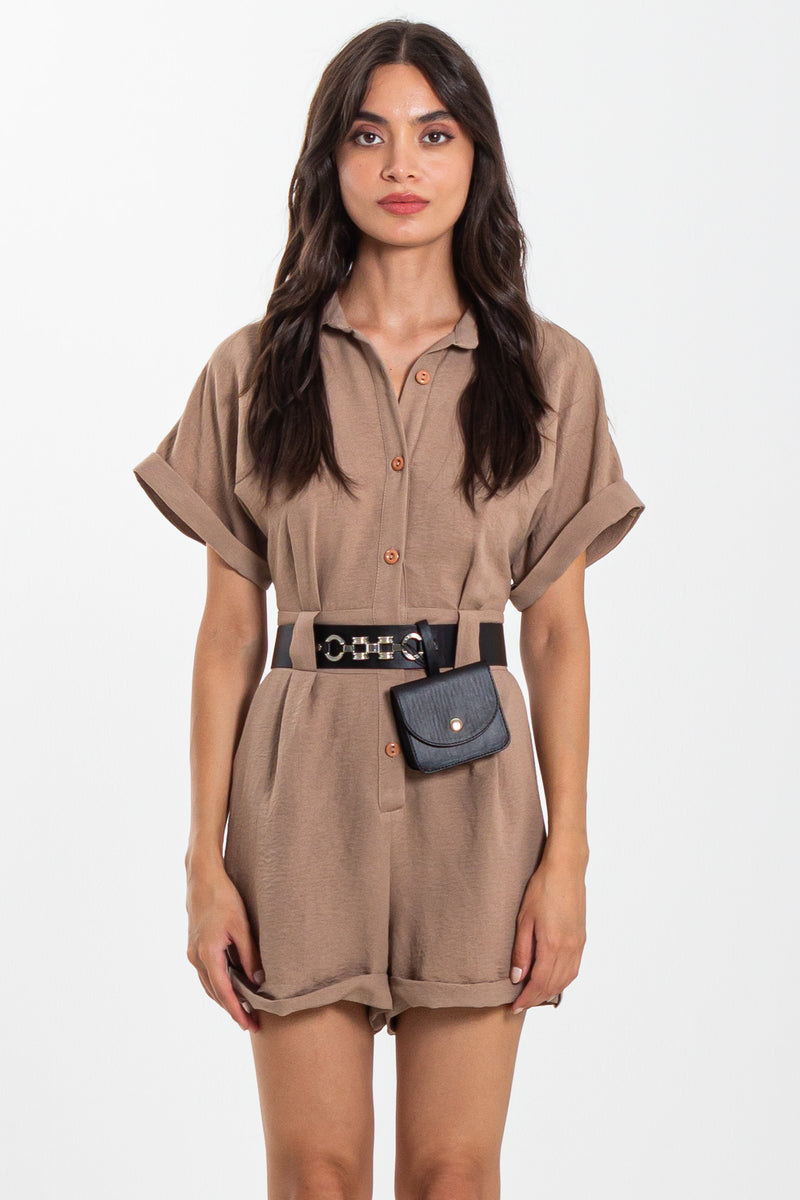 DETAILED SHORT JUMPSUIT WITH BELT