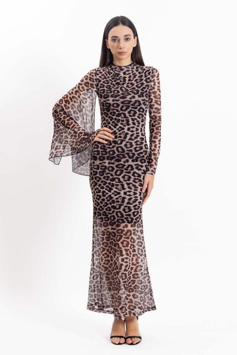 ANIMAL PRINT FITTED DRESS