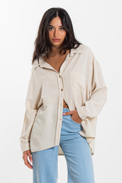 LINEN BLEND OVERSIZED SHIRT