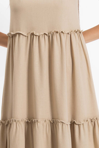 DETAILED LINEN BLEND DRESS