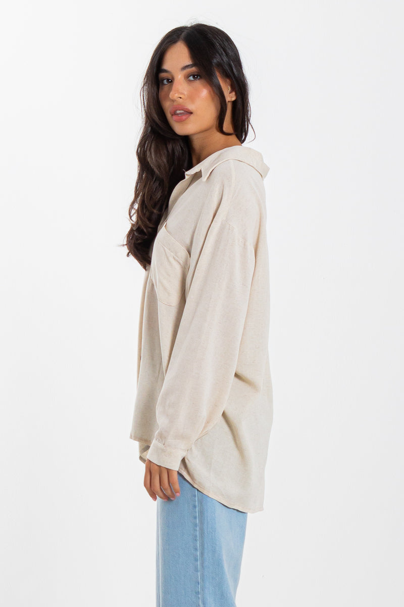 LINEN BLEND OVERSIZED SHIRT