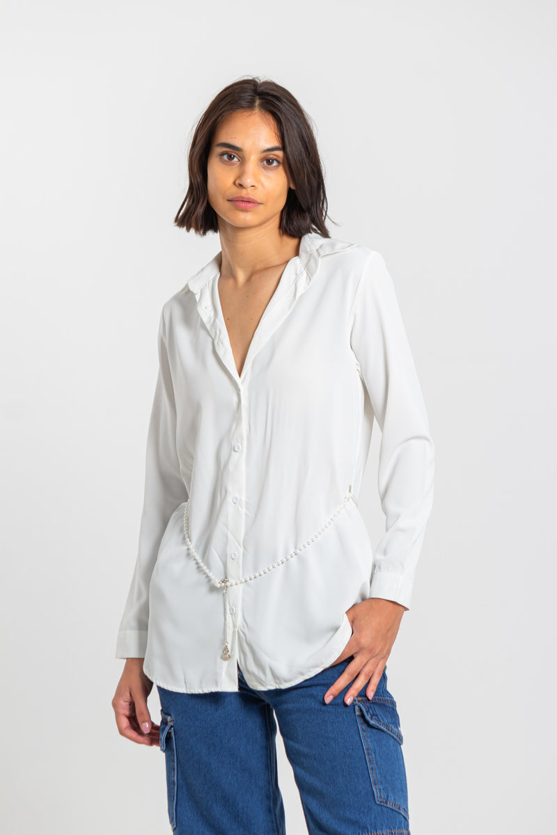 SATIN SHIRT WITH WAIST CHAIN