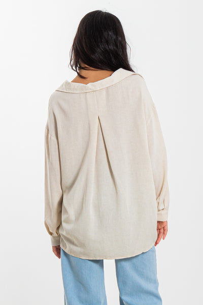 LINEN BLEND OVERSIZED SHIRT
