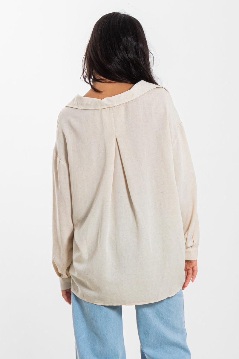 LINEN BLEND OVERSIZED SHIRT