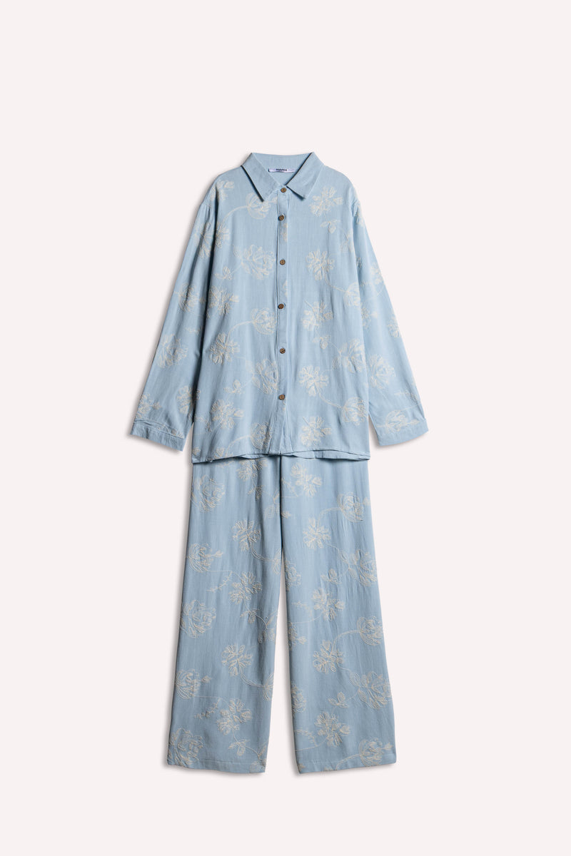 EMBROIDERED LINEN BLEND SET