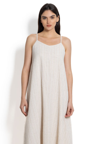 TEXTURED LINEN BLEND DRESS