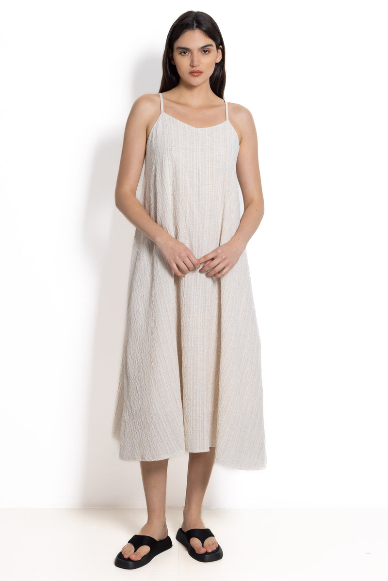 TEXTURED LINEN BLEND DRESS