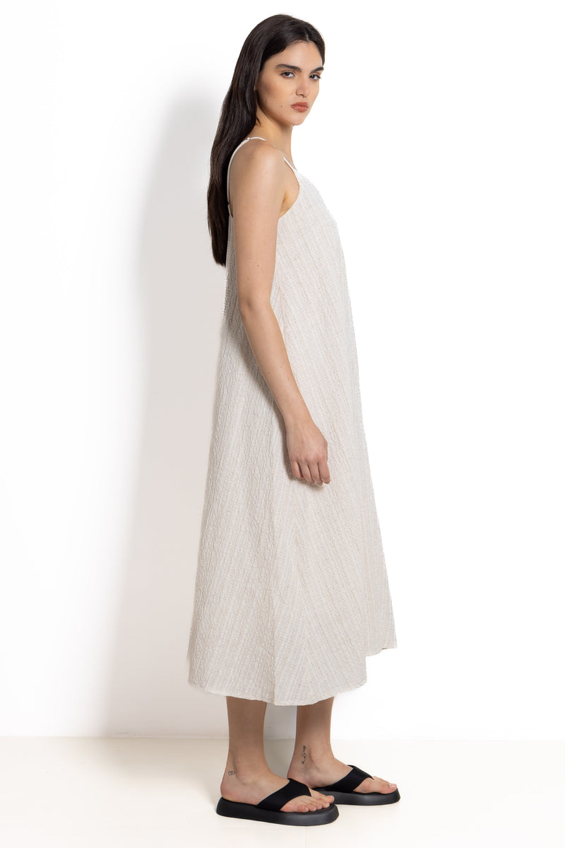 TEXTURED LINEN BLEND DRESS