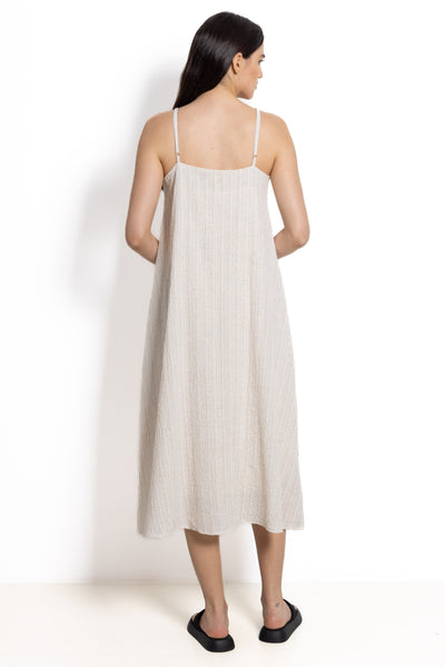 TEXTURED LINEN BLEND DRESS