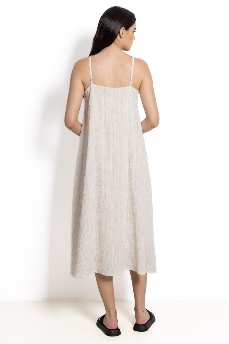 TEXTURED LINEN BLEND DRESS