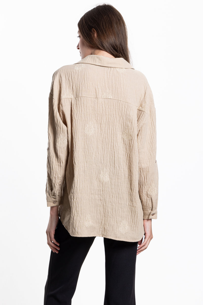 EMBROIDERED LINEN BLEND SHIRT