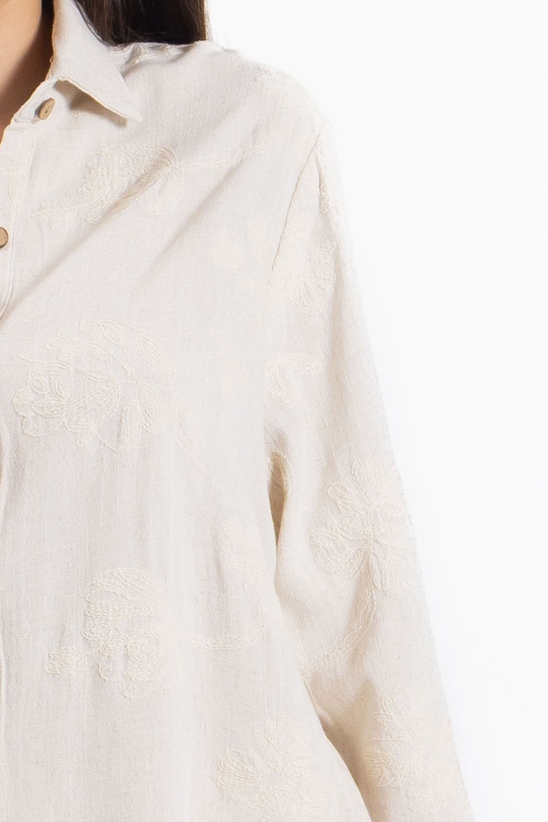 EMBROIDERED LINEN BLEND SET
