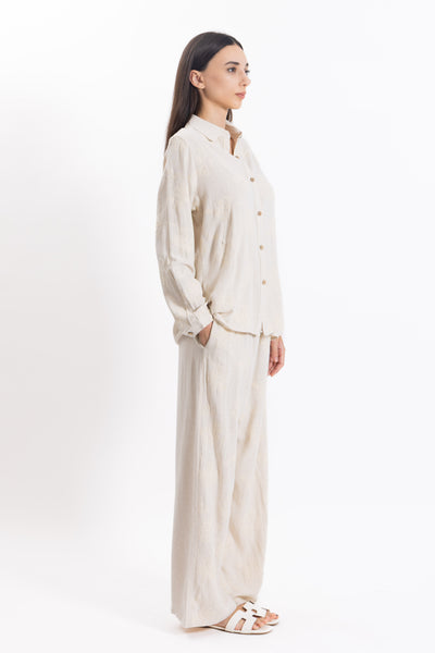 EMBROIDERED LINEN BLEND SET