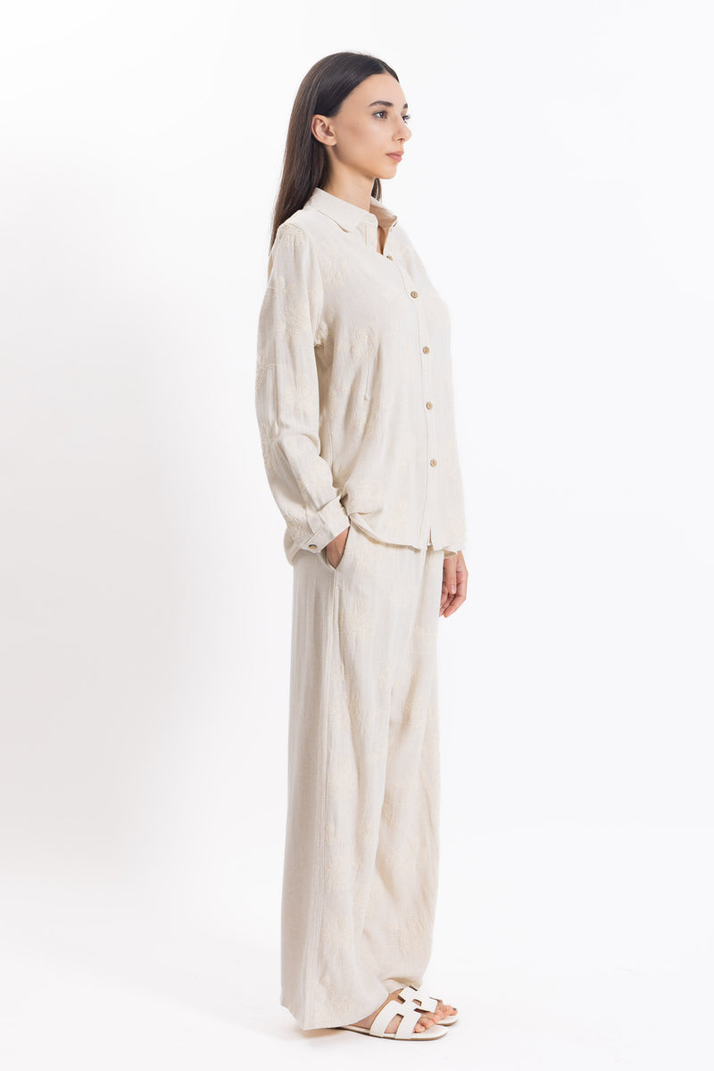 EMBROIDERED LINEN BLEND SET