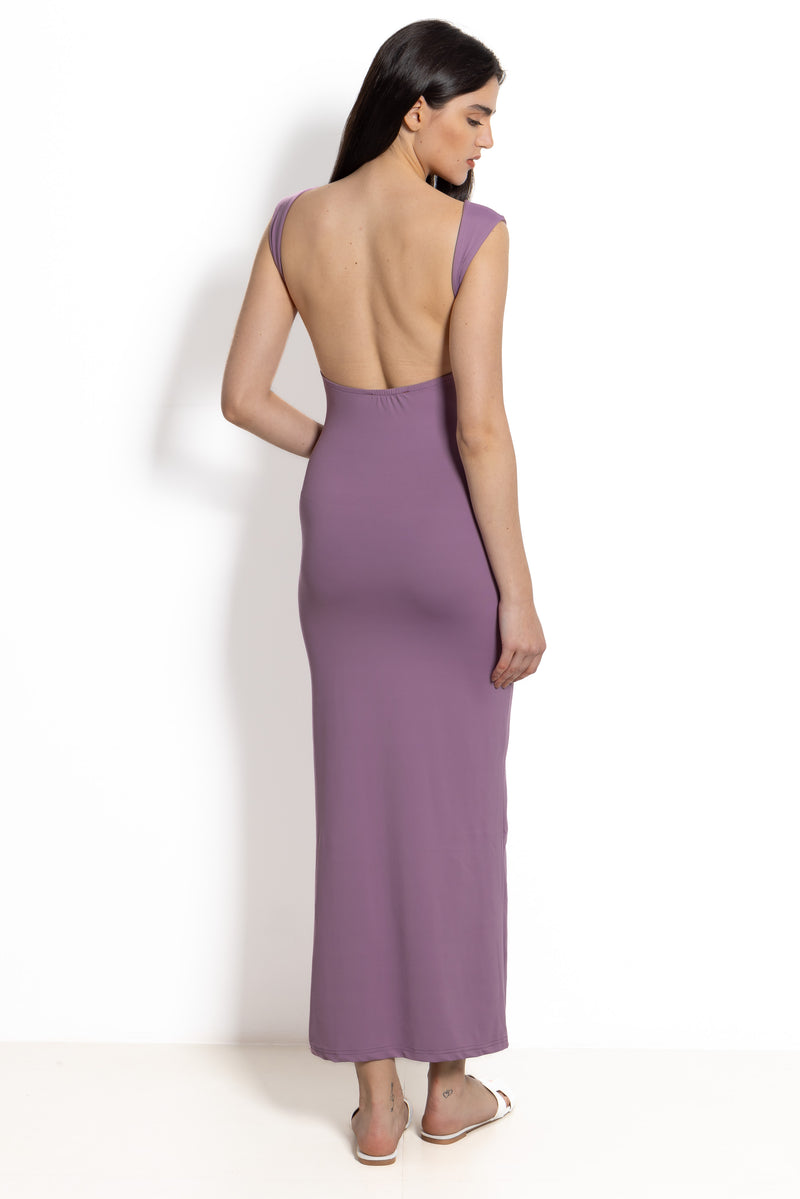 POLYAMIDE BACKLESS BODYCON MIDI DRESS