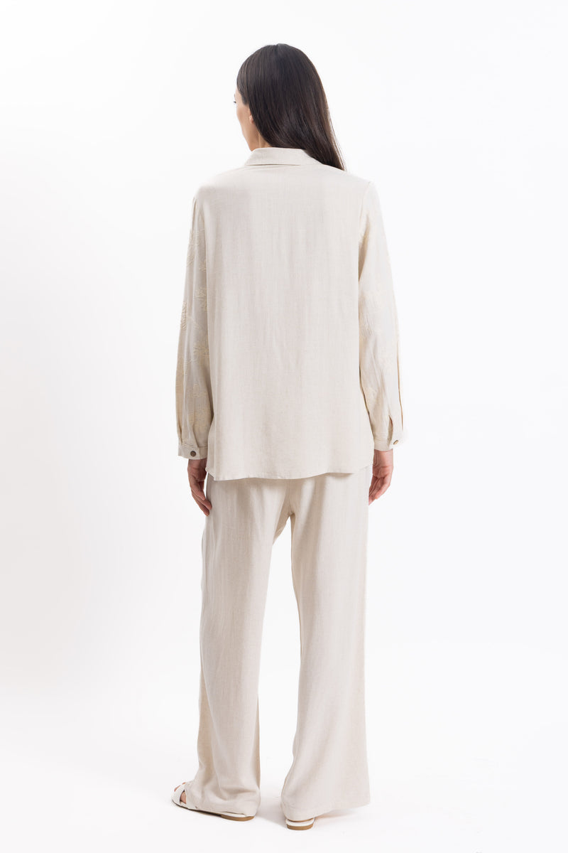 EMBROIDERED LINEN BLEND SET