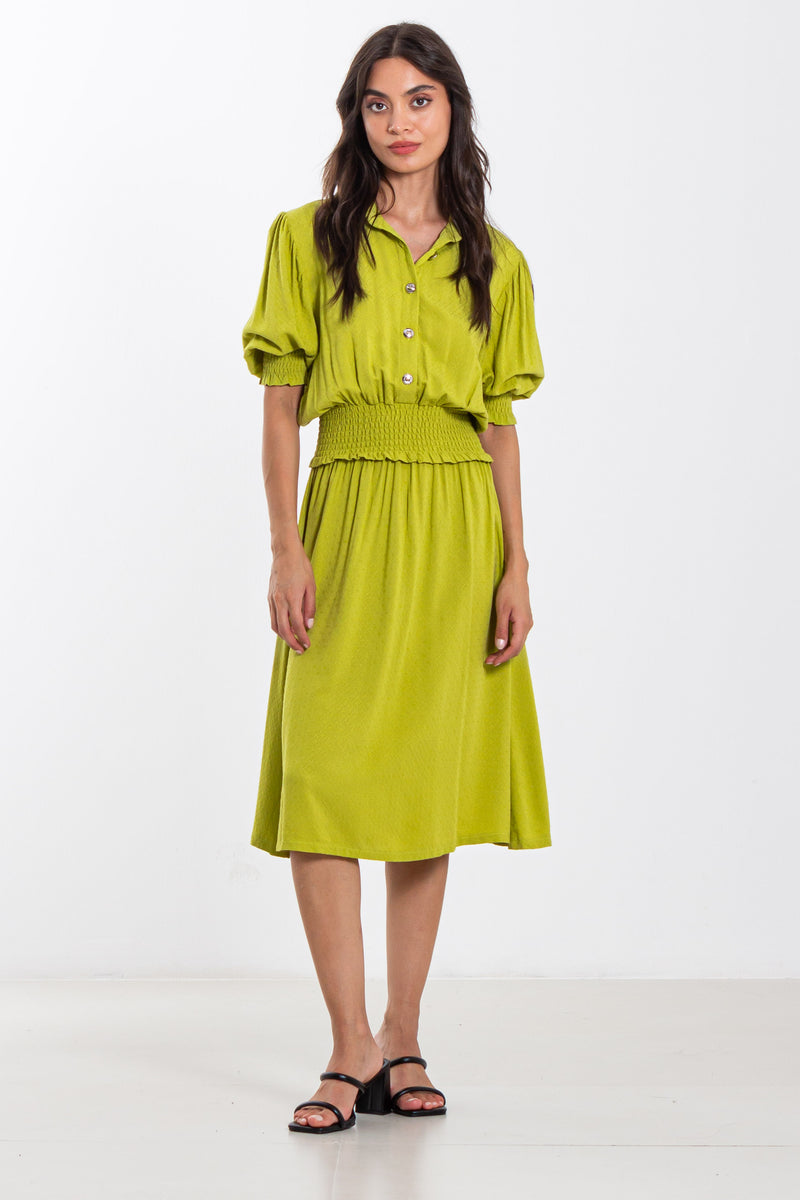 DETAILED WAIST MIDI DRESS