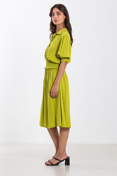 DETAILED WAIST MIDI DRESS