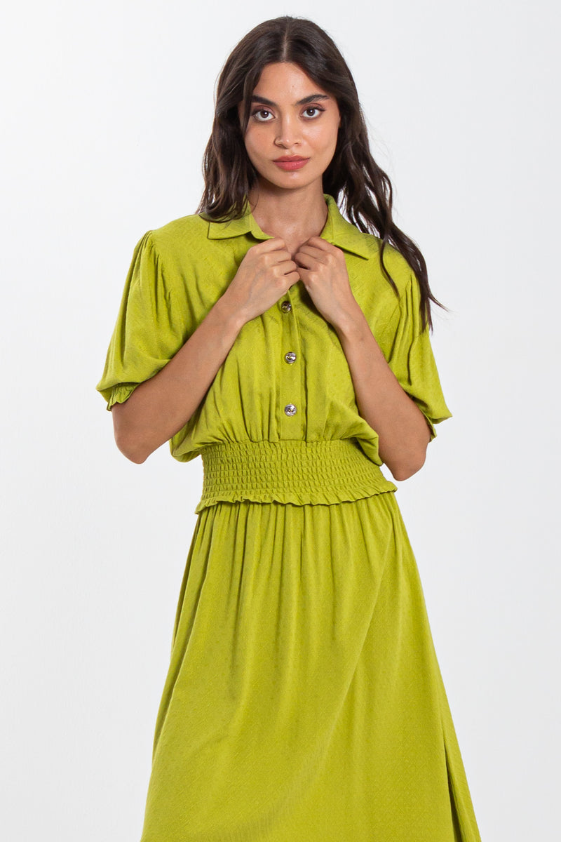 DETAILED WAIST MIDI DRESS