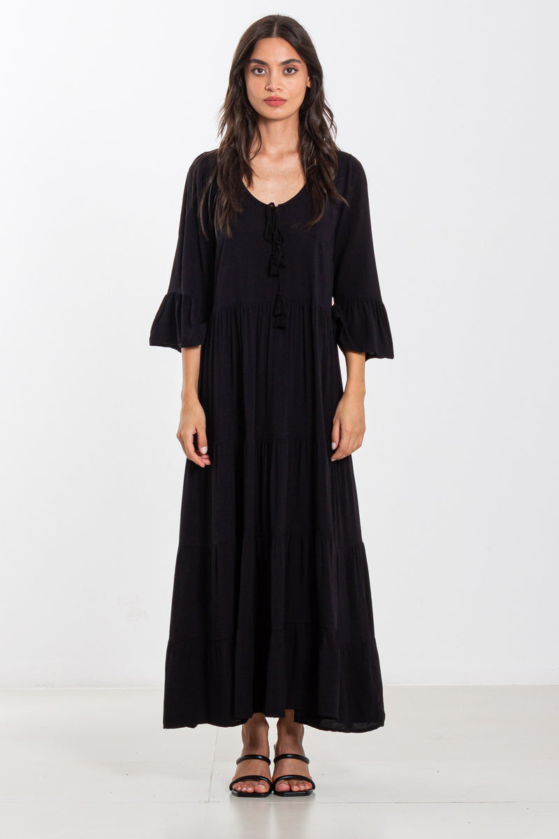 DETAILED FLARE MIDI DRESS