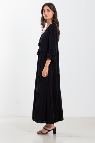 DETAILED FLARE MIDI DRESS