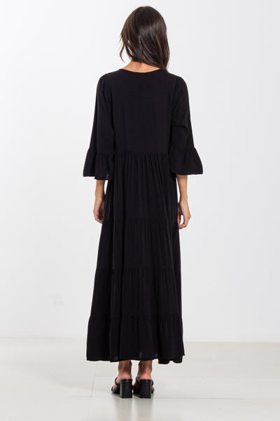 DETAILED FLARE MIDI DRESS