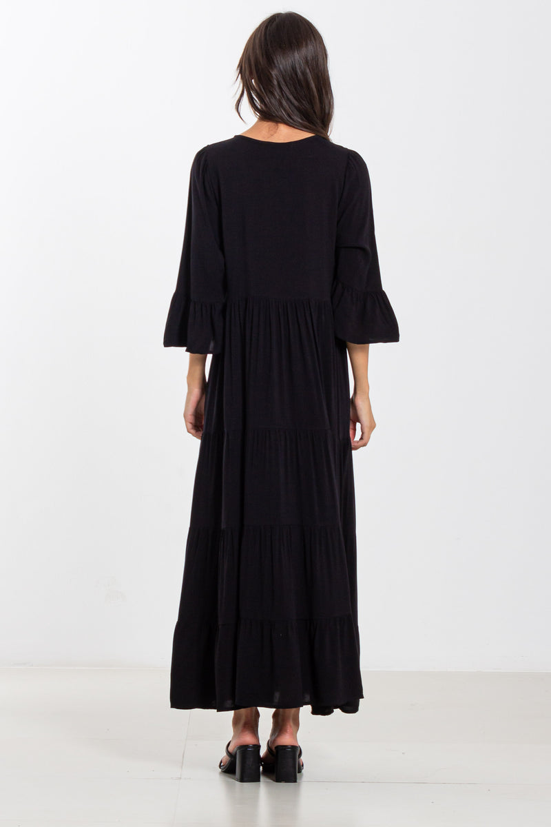 DETAILED FLARE MIDI DRESS