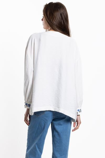 DETAIL EMBROIDERED LINEN BLEND JACKET