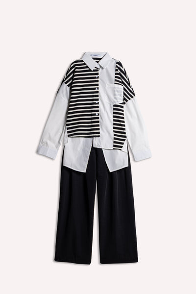 DETAILED STRIPED SHIRT SET