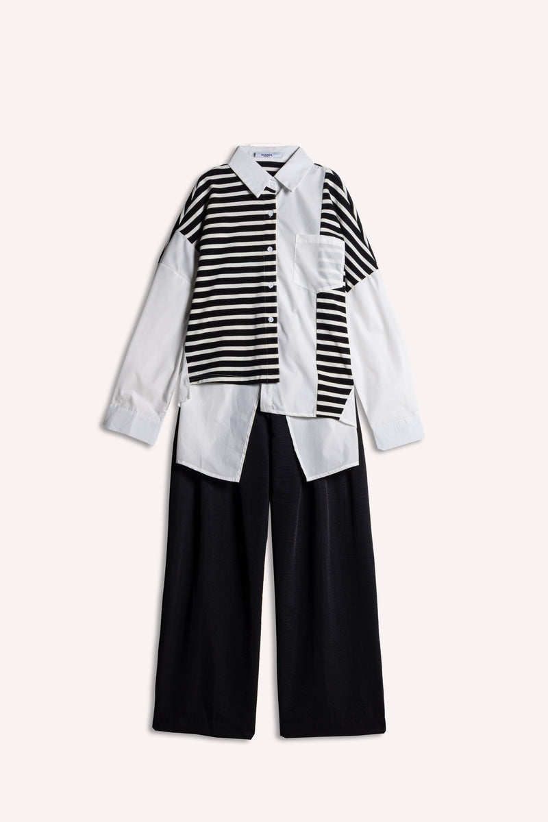 DETAILED STRIPED SHIRT SET