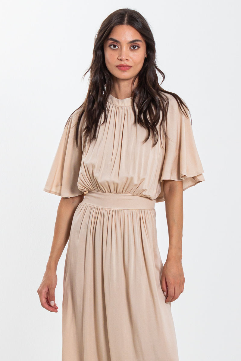DETAILED FLARE MIDI DRESS