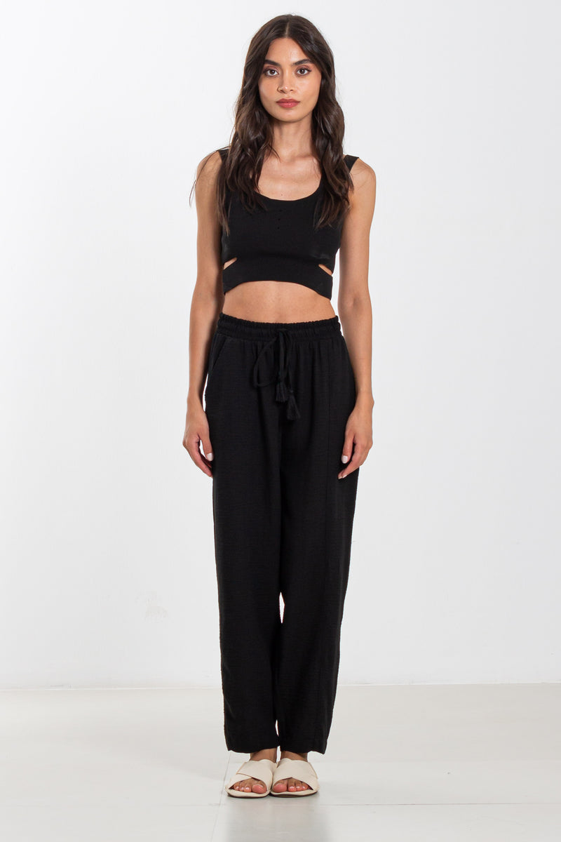 LINEN JOGGER WAIST TROUSERS