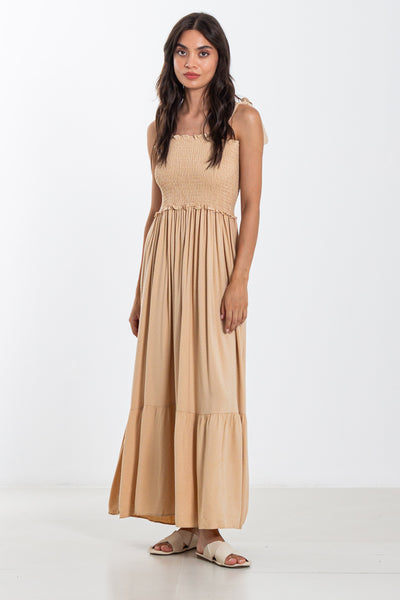 DETAILED SLEEVELESS MAXI DRESS