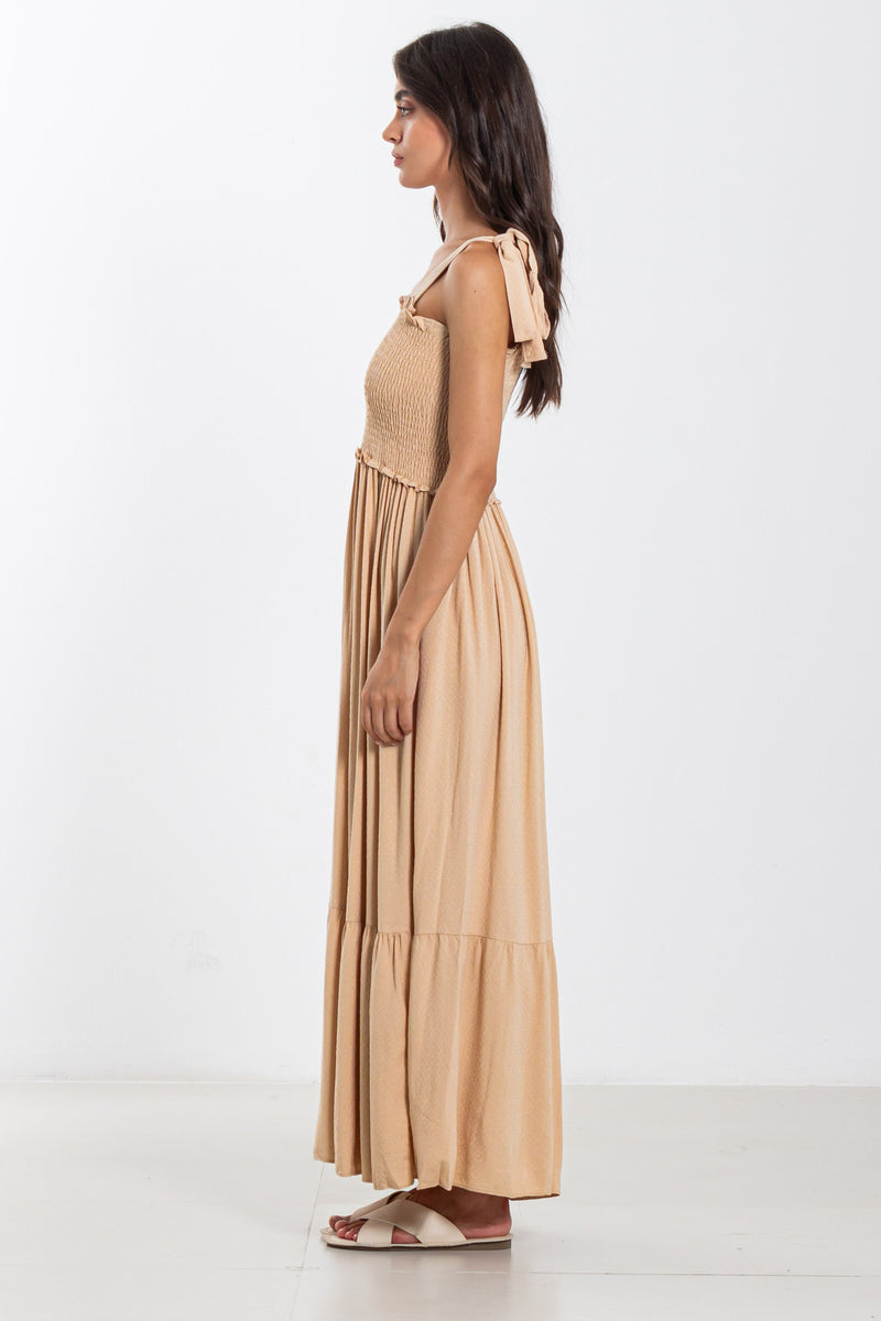 DETAILED SLEEVELESS MAXI DRESS