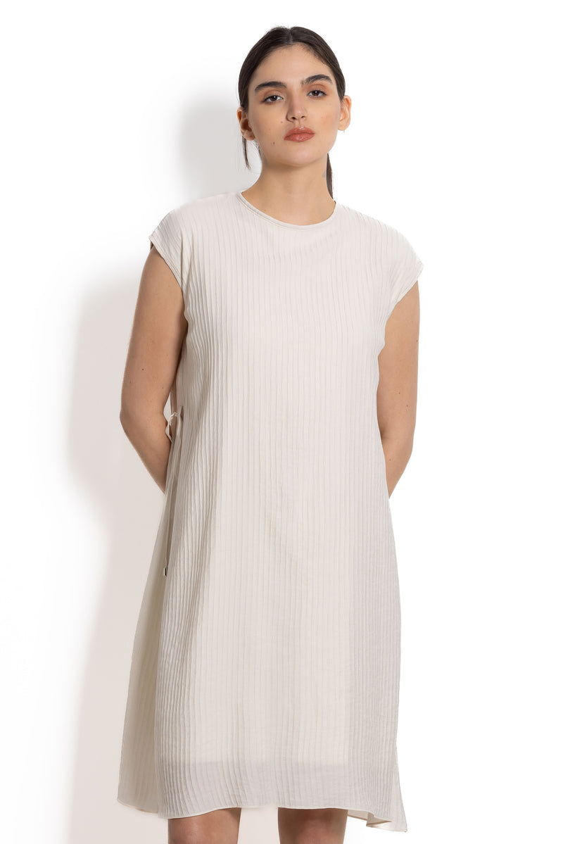 TEXTURED LINEN BLEND DRESS