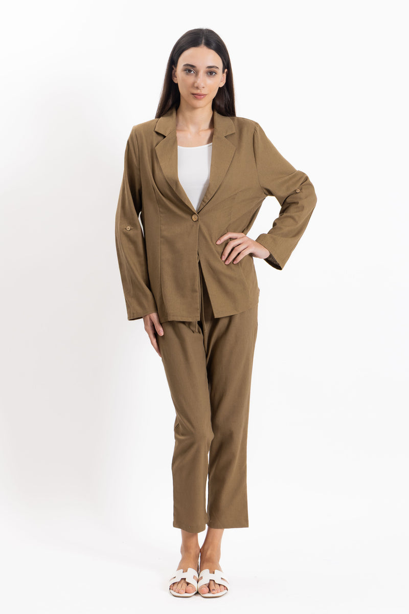 LINEN BLEND BLAZER SET