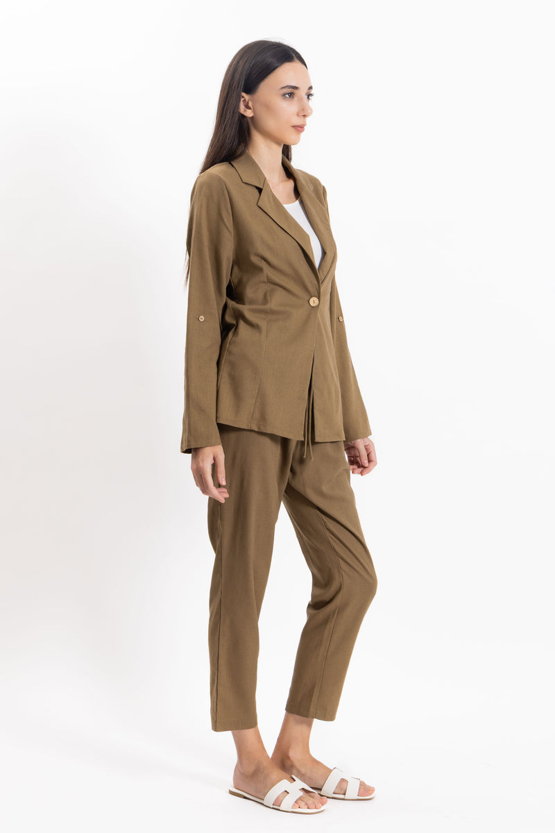 LINEN BLEND BLAZER SET